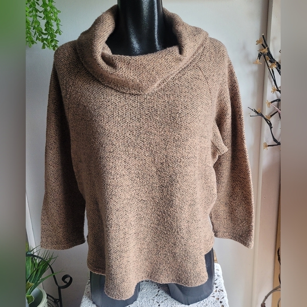 Sunny Leigh Light Brown Slouchy Cowl Turtleneck Sweater XL